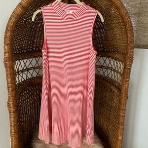 FUSCIA + WHITE STRIP DRESS